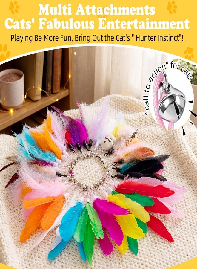 Leitee 40 Pcs Cat Toys 28 Interactive Cat Feather Toy for Indoor, 5 Rustling Tassel Papers, 4 Hanging Door Kitten Toys, 1 Fish Feather and Reusable Suction Cup, 2 Kitten Teaser Wand - Image 3